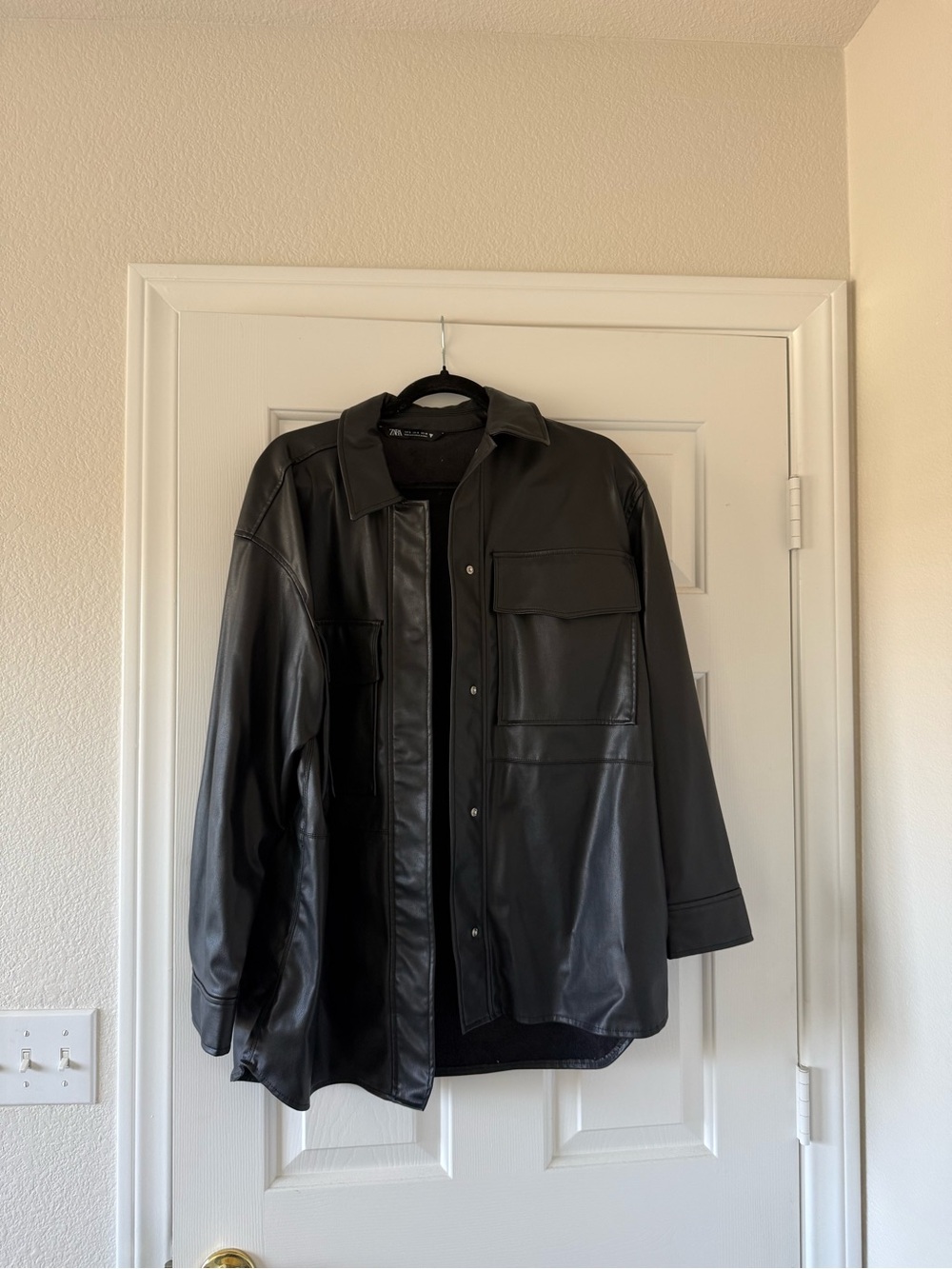 Zara Black Faux Leather Button Up - Picture 3 of 3